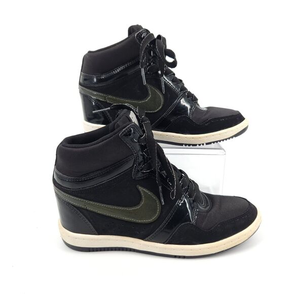 Nike Force Sky High Hidden Wedge Shoes Women Size 7 Black 629746-001 - Picture 1 of 12